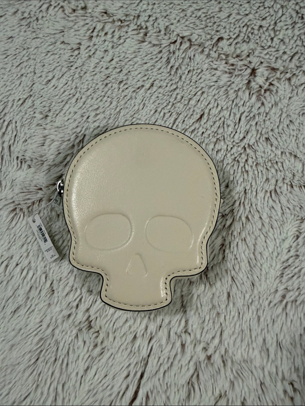 Coach Cream Skull Zip Coin Pouch